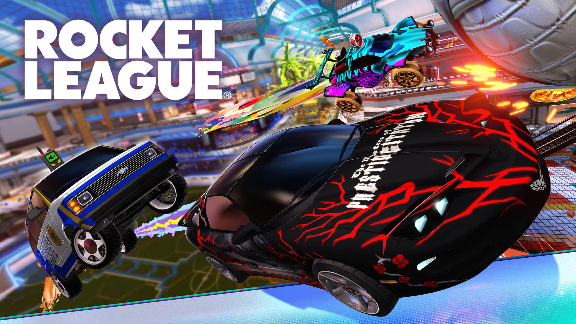 Rocket League car hits ball mid-air
