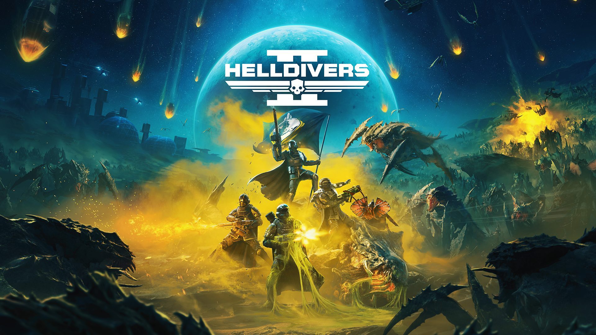 Helldivers 2 four player co-op objective shooter logo