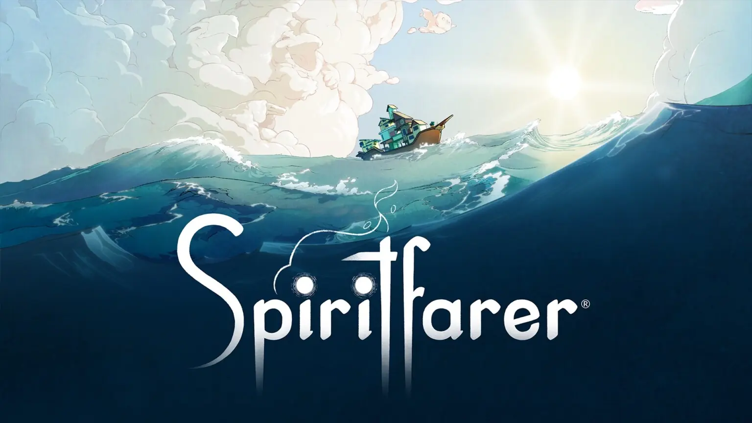 Spiritfarer cozy game key art showing Stella and her boat