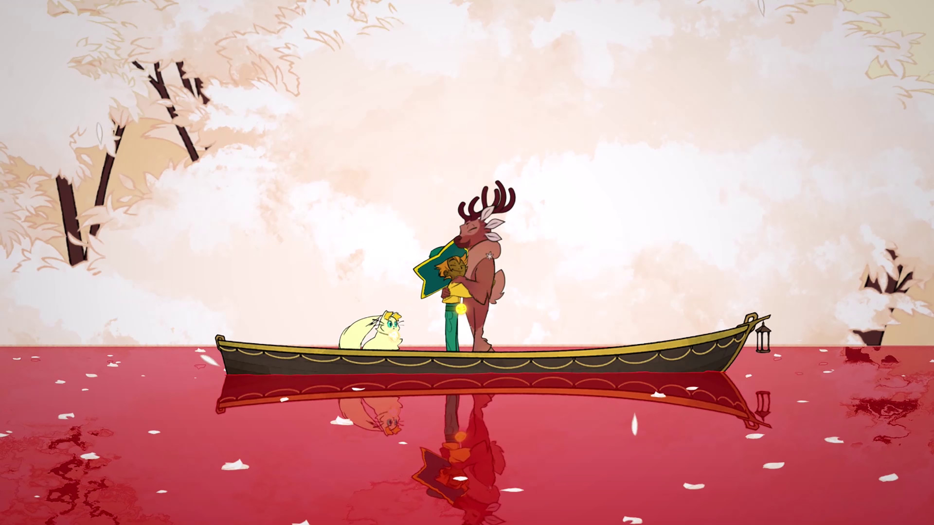Spiritfarer Everdoor farewell scene with Stella in canoe