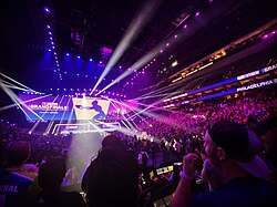 Overwatch League Grand Finals arena with crowd and jumbo screens