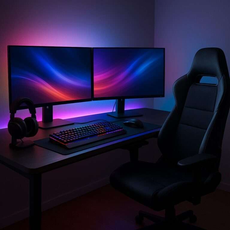 Modern RGB gaming desk setup — best gaming accessories hub for PC & console